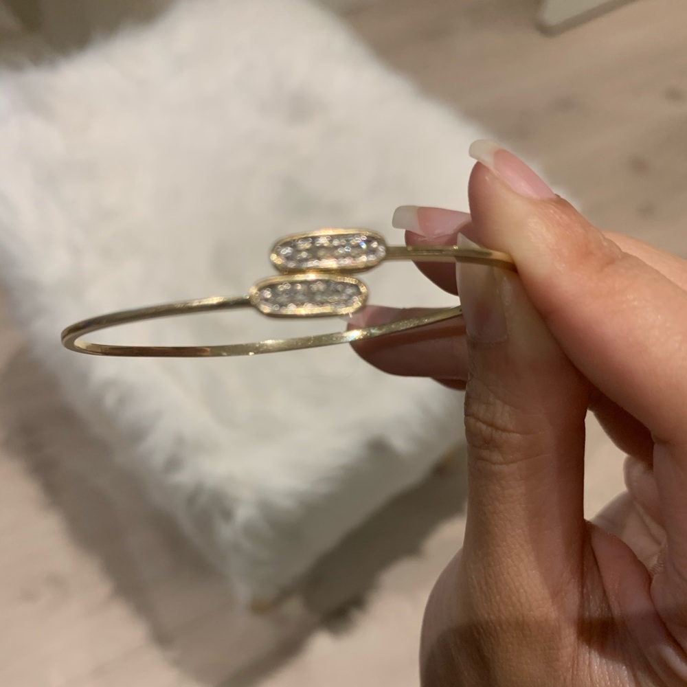 14k solid gold bangle with diamonds